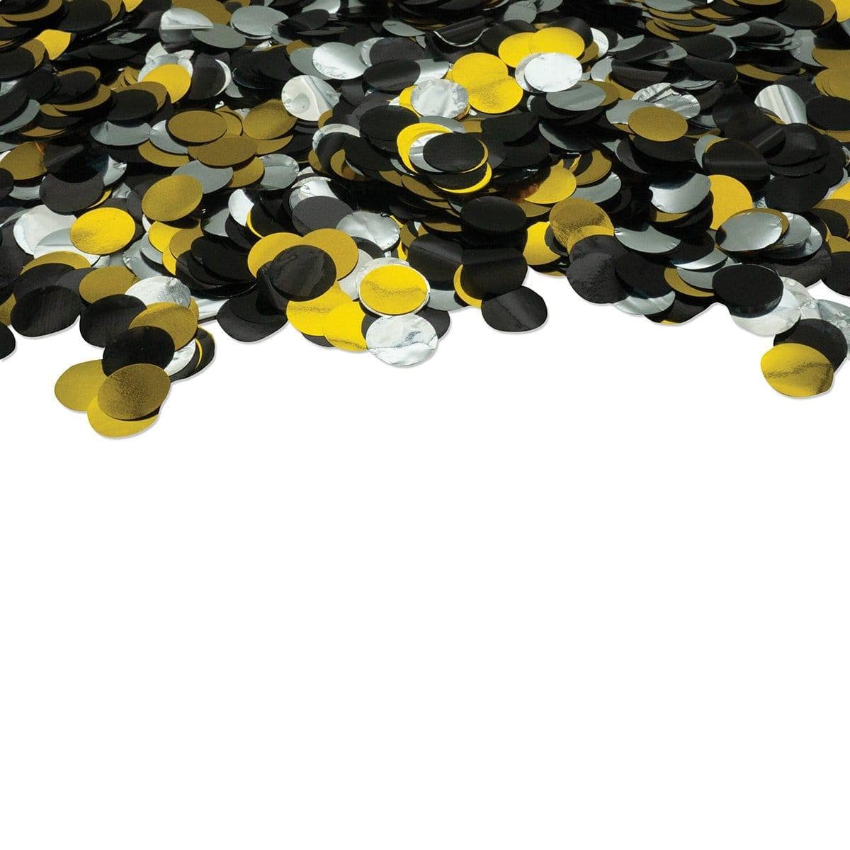 Buy Balloons Black, Gold and Silver Metallic Round Confetti, 1 Ounce sold at Party Expert
