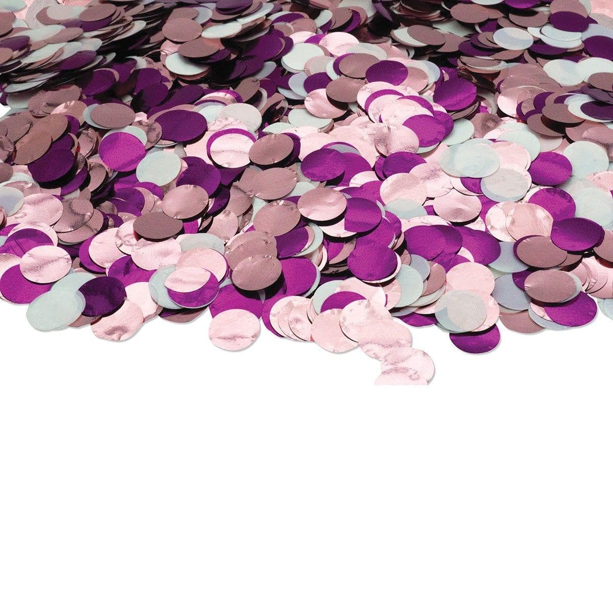 Buy Balloons Hot Pink, Pink and White Metallic Round Confetti, 1 Ounce sold at Party Expert