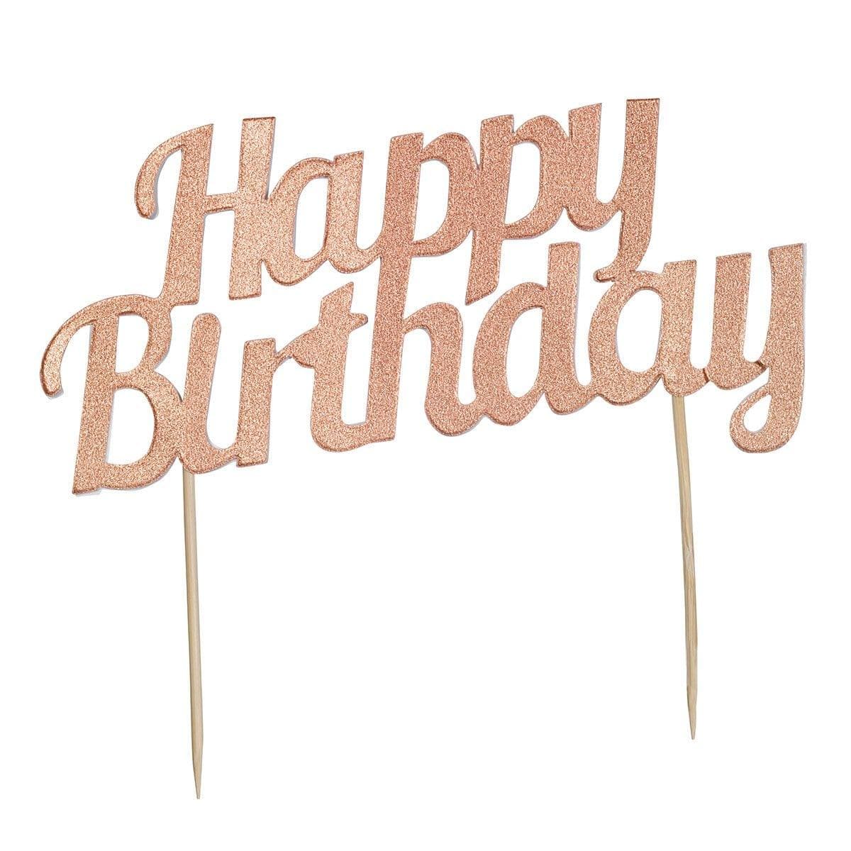 Buy Glitter Cake Topper - Happy Birthday - Rose Gold | Party Expert