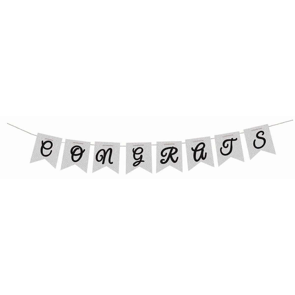 Buy Decorations Glitter Banner 7 In. - Congratz sold at Party Expert