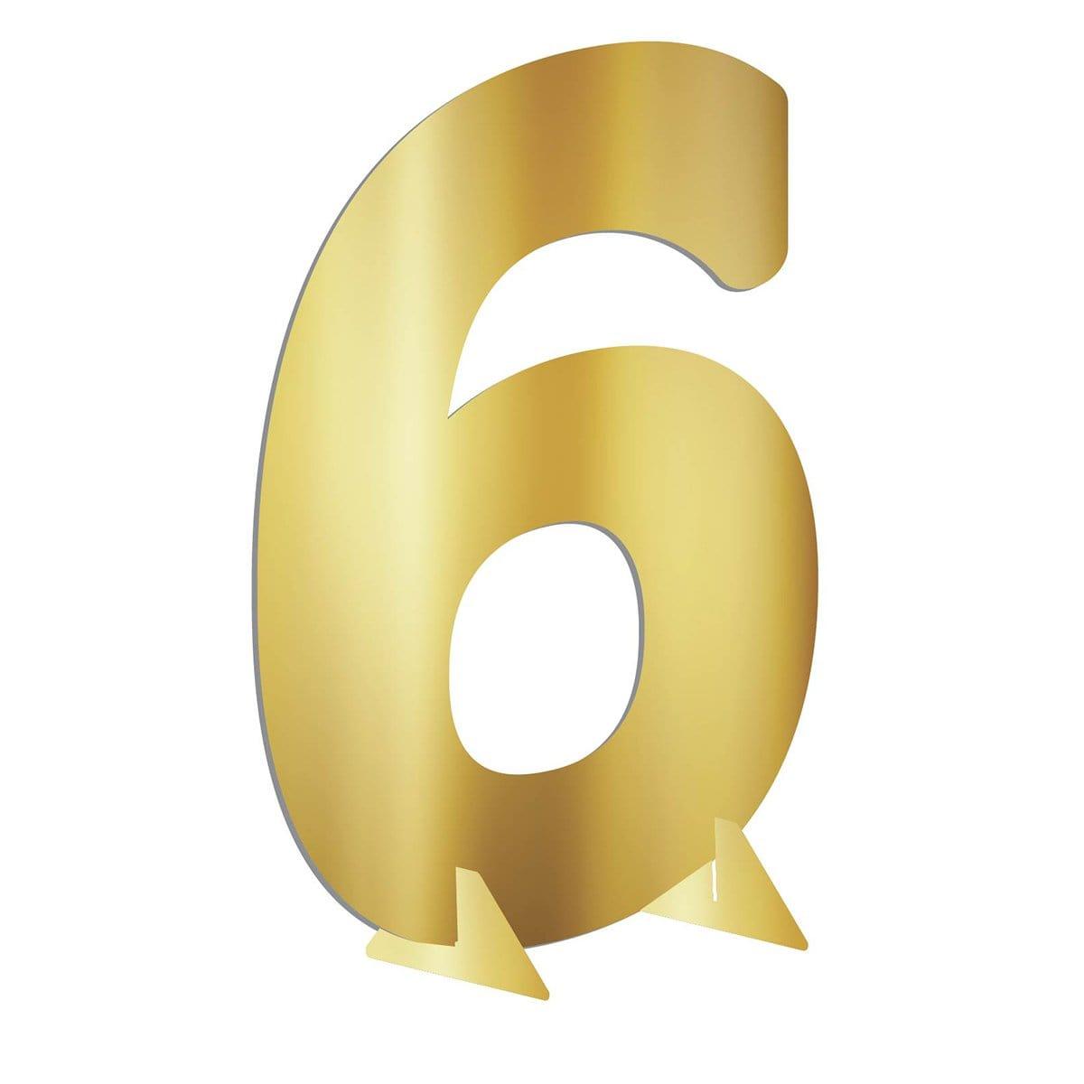 Buy Decorations Number 6 gold standing decoration 7 inches sold at Party Expert