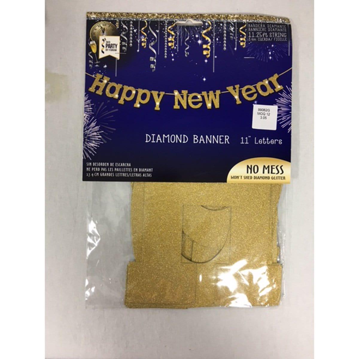 Buy New Year Happy New Year Banner 7 In. - Gold sold at Party Expert