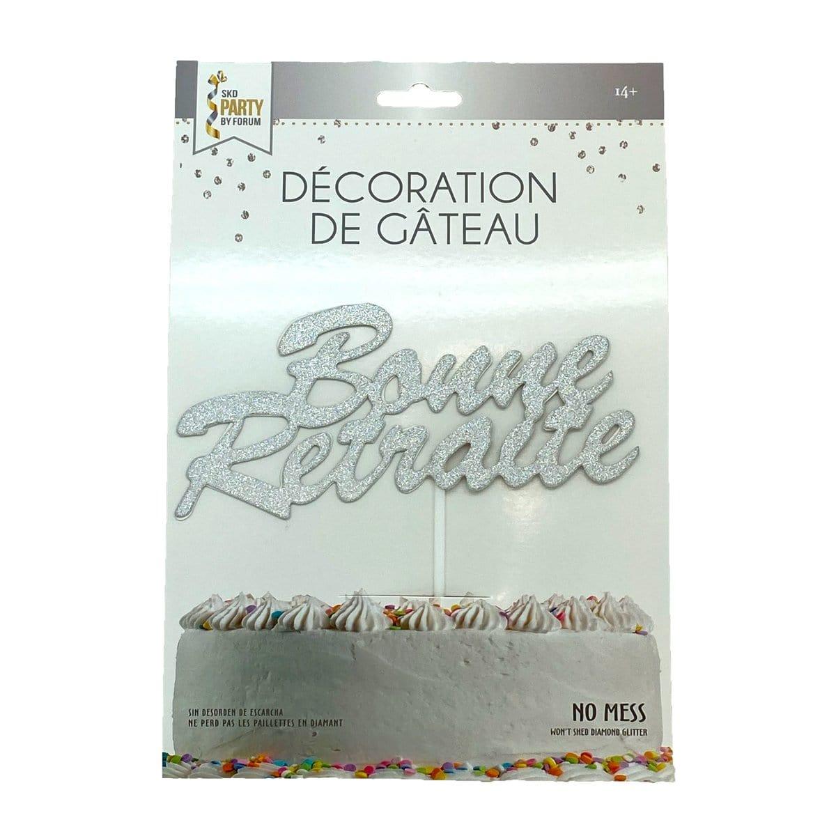 Buy Retirement Bonne Retraite silver cake topper sold at Party Expert