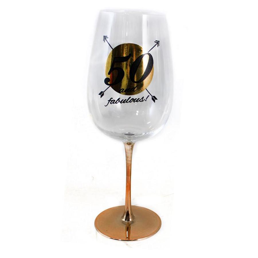 Buy Age Specific Birthday Wine Glass - 50th - Gold sold at Party Expert
