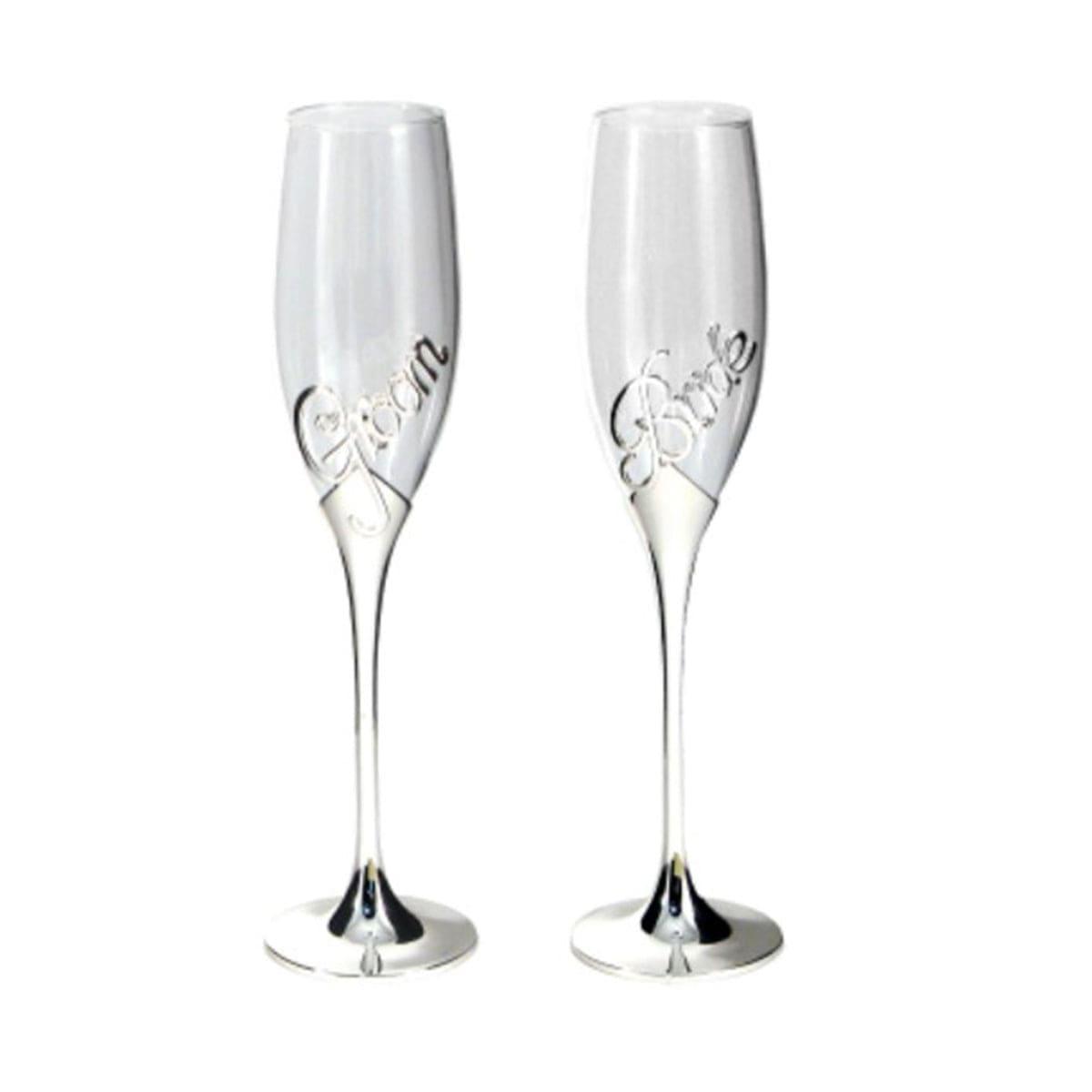 SPLASH INTERNATIONAL MARKETING INC. Wedding Groom and Bride Champagne Flutes, 2 Count
