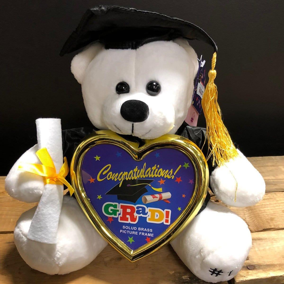 Buy Graduation White Grad Bear Plush W/frame 10 In. sold at Party Expert