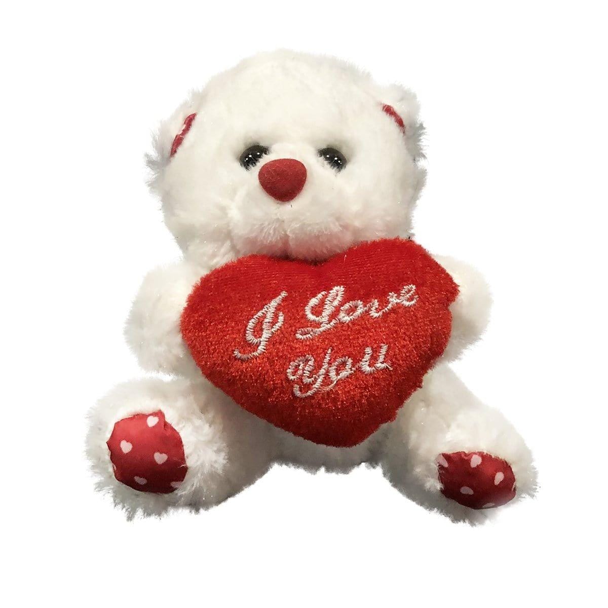 Buy Valentine's Day White Bear Plush 4.5 In. sold at Party Expert