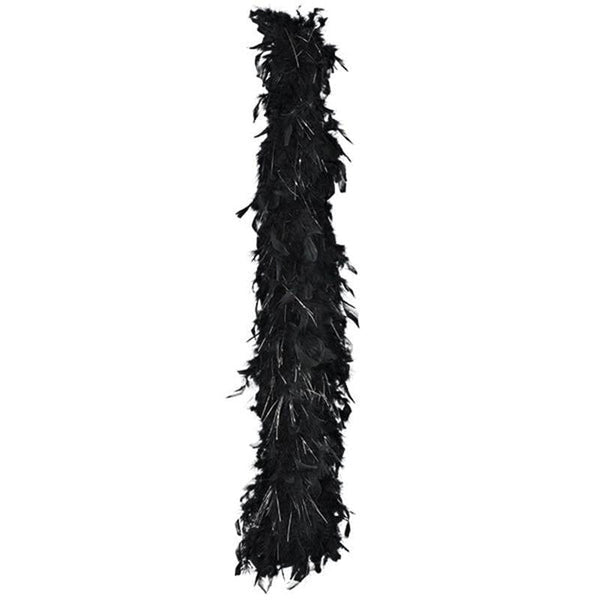 Black Feather Boa with Silver Tinsel