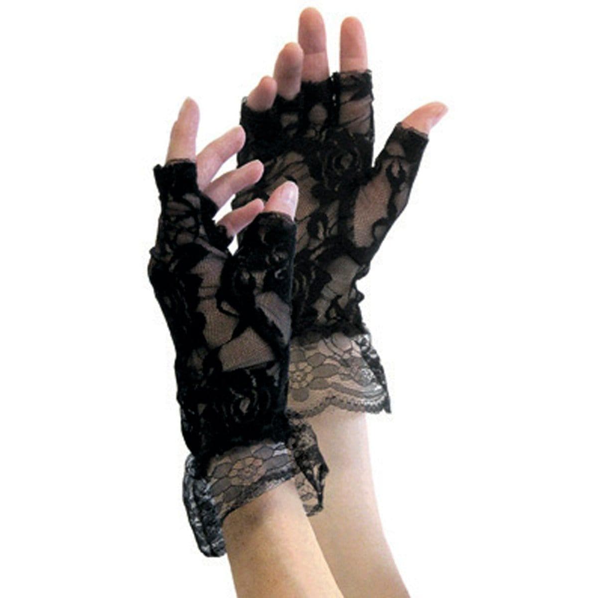 Buy Costume Accessories Black fingerless lace gloves for adults sold at Party Expert