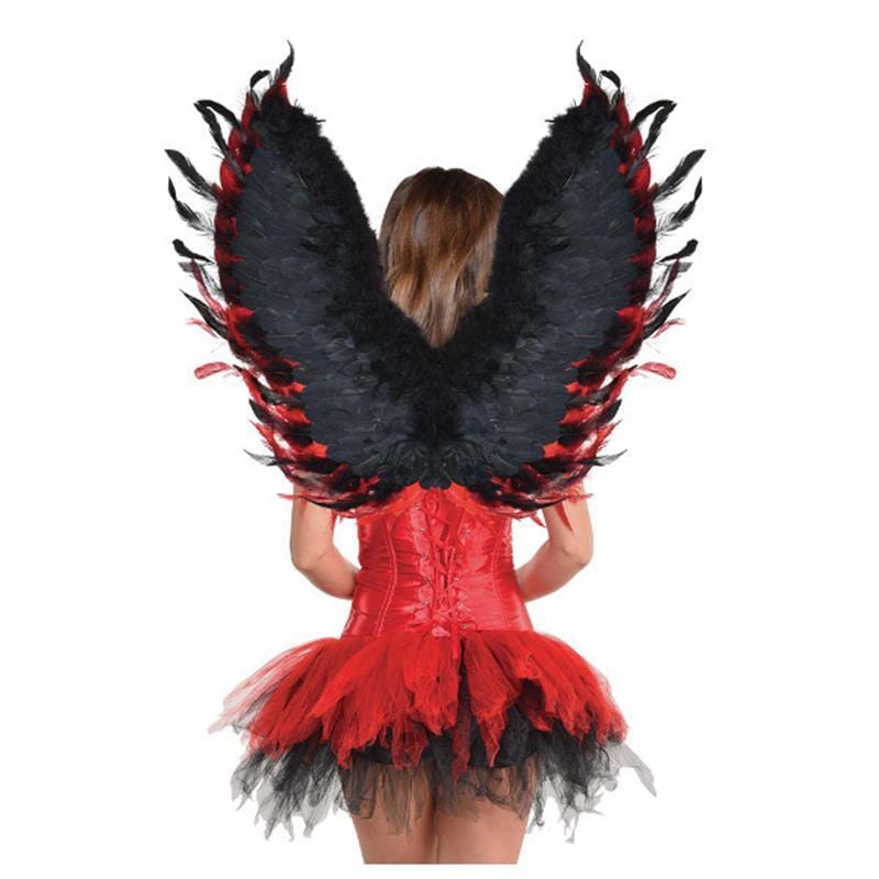 Buy Costume Accessories Black & red feather wings sold at Party Expert
