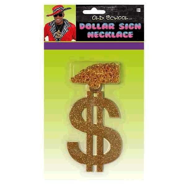 Buy Costume Accessories Gold dollar sign necklace sold at Party Expert