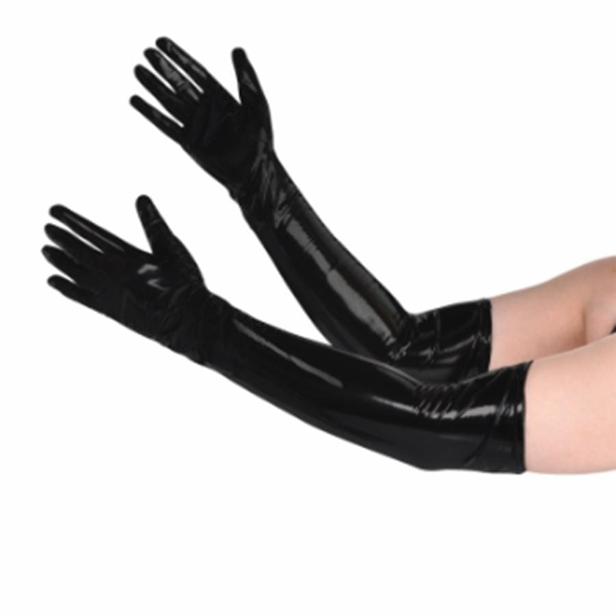 Buy Costume Accessories Long liquid black gloves for adults sold at Party Expert