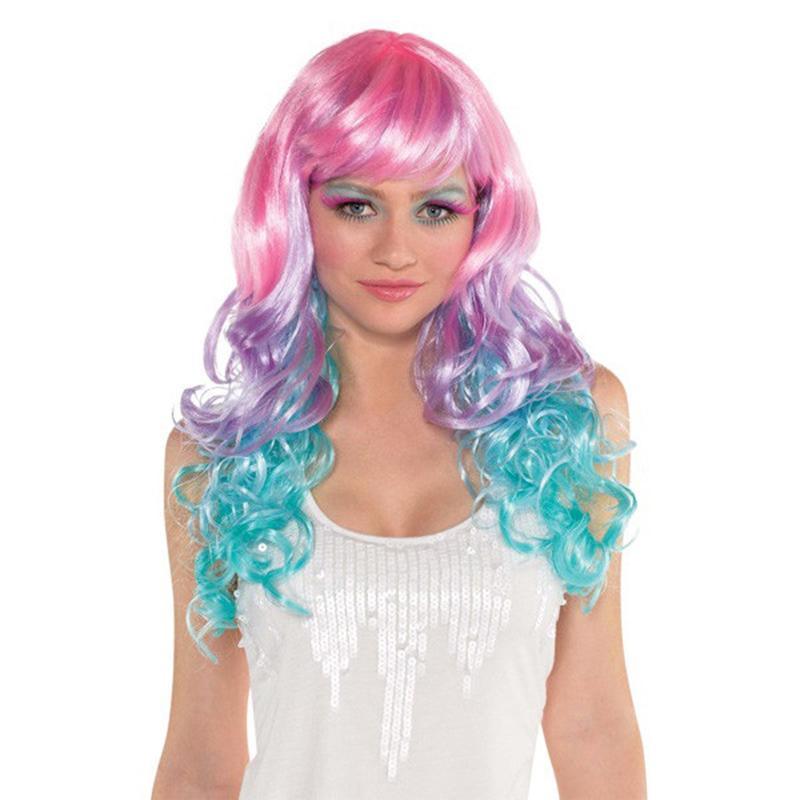 Buy Costume Accessories Pastel rainbow wig for women sold at Party Expert
