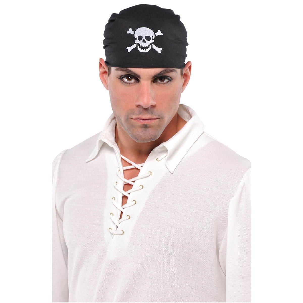 Buy Costume Accessories Pirate bandana with white skull for adults sold at Party Expert