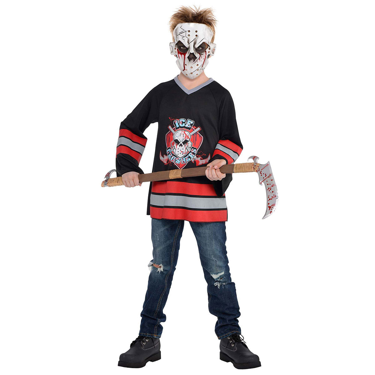 Bloody Face Off Hockey Player Horror Costume for Kids Party Expert