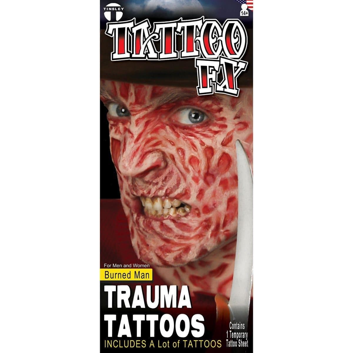 Buy Costume Accessories Burned Face Temporary Tattoo sold at Party Expert