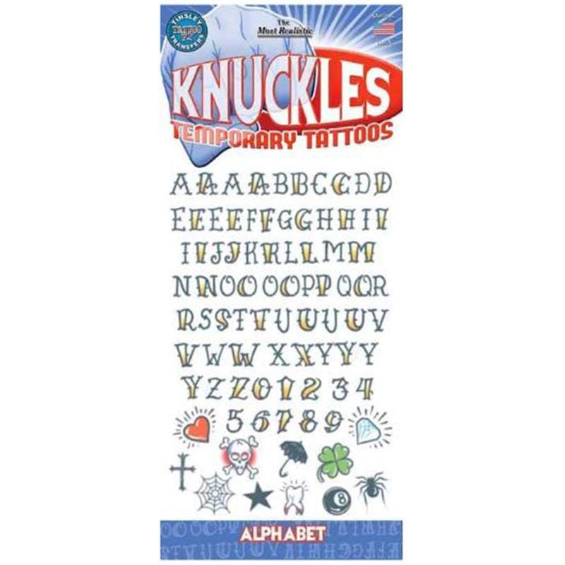 Buy Costume Accessories Knuckles temporary tattoos letter kit sold at Party Expert