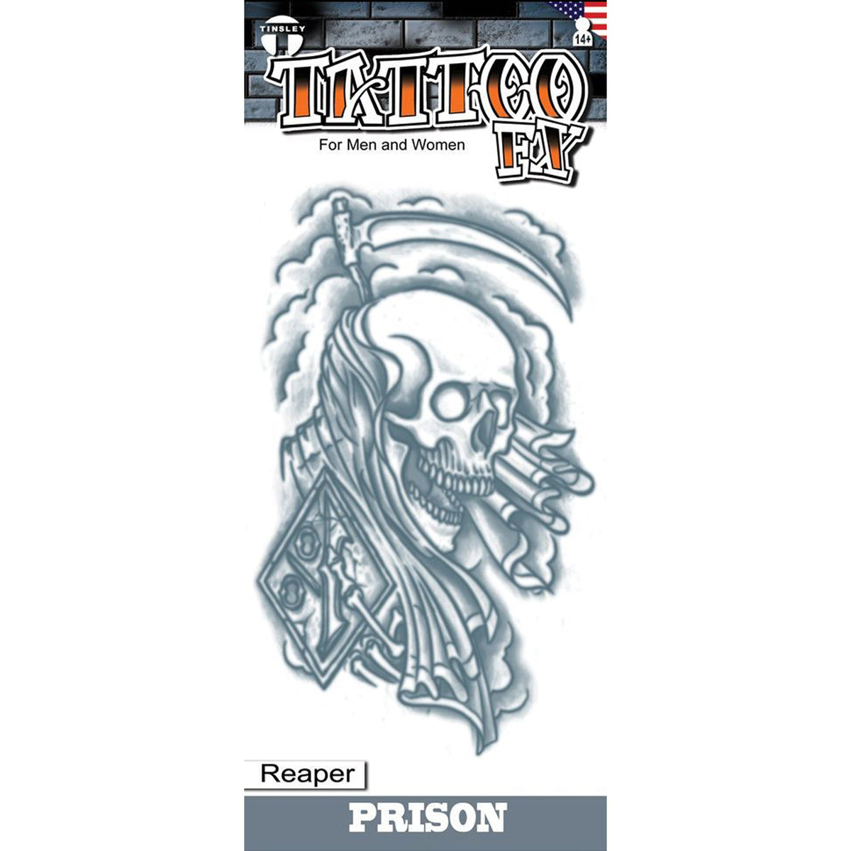 TINSLEY TRANSFERS INC Costume Accessories Prison Reaper Temporary Tattoos 893507001225