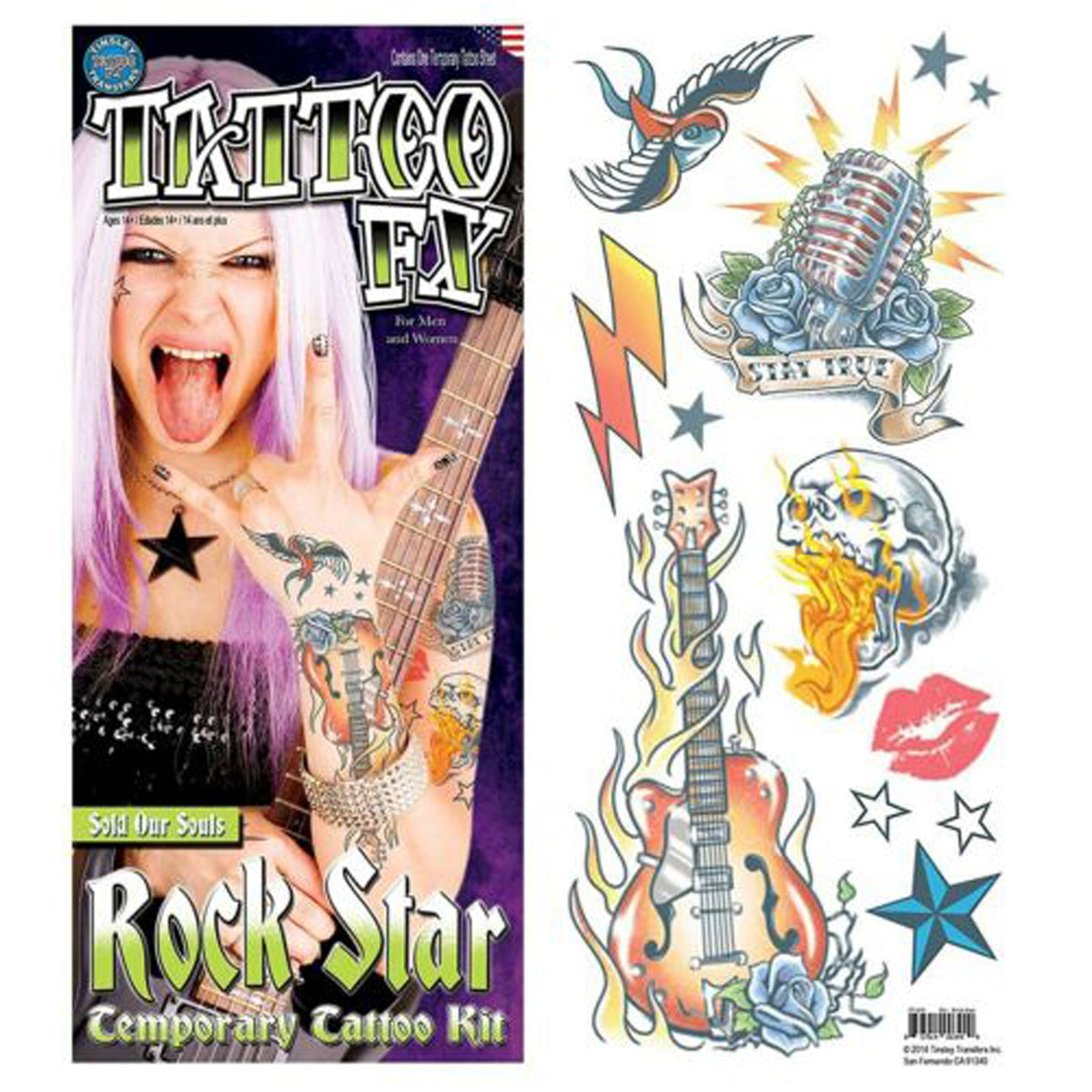 TINSLEY TRANSFERS INC Costume Accessories Rockstar Temporary Tattoos 857914003449