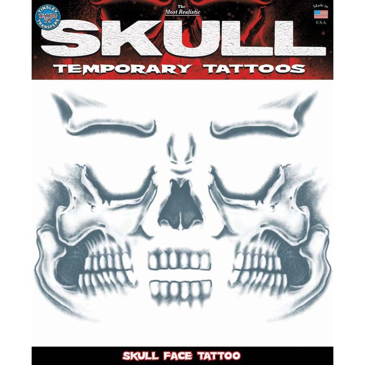 Buy Costume Accessories Skull face temporary tattoo sold at Party Expert