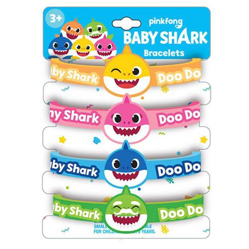 Buy Kids Birthday Baby Shark rubber bracelets, 4 per package sold at Party Expert