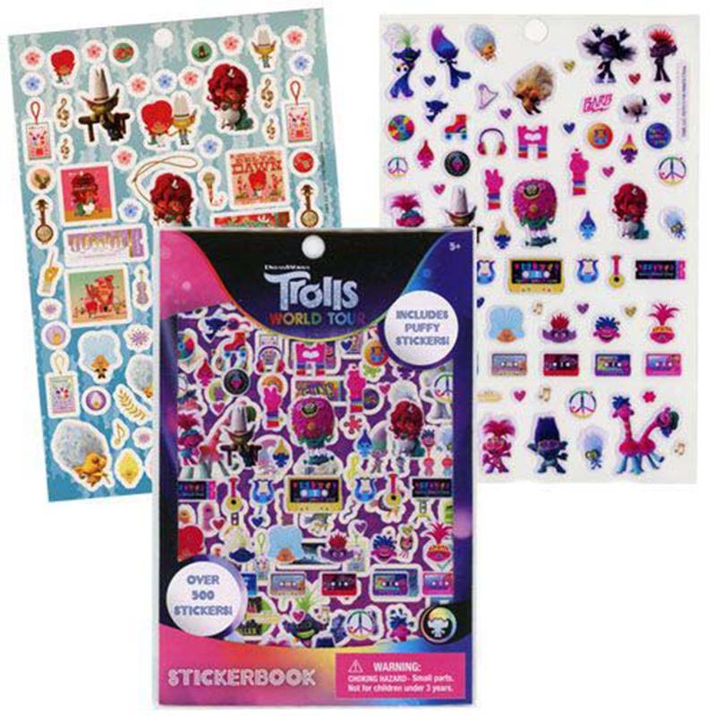 Buy Kids Birthday Trolls World Tour sticker book, 500 per package sold at Party Expert