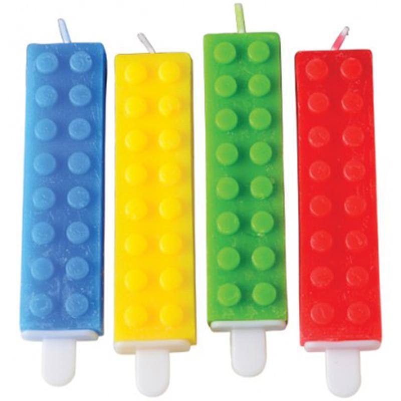 Buy Kids Birthday Block Party birthday candles, 4 per package sold at Party Expert