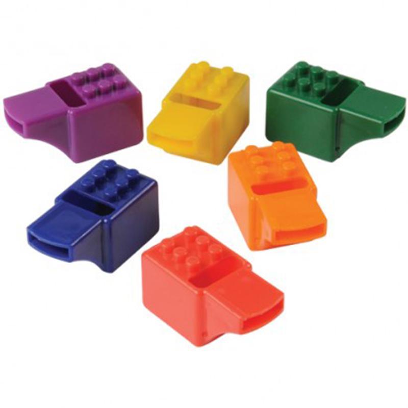 Buy Kids Birthday Block Party whistles, 12 per package sold at Party Expert