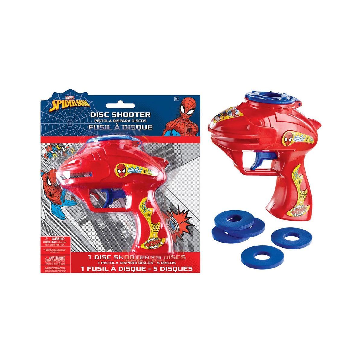 AMSCAN CA Impulse Buying Marvel Spider-man Disc Shooter with 5 Discs, 1 Count