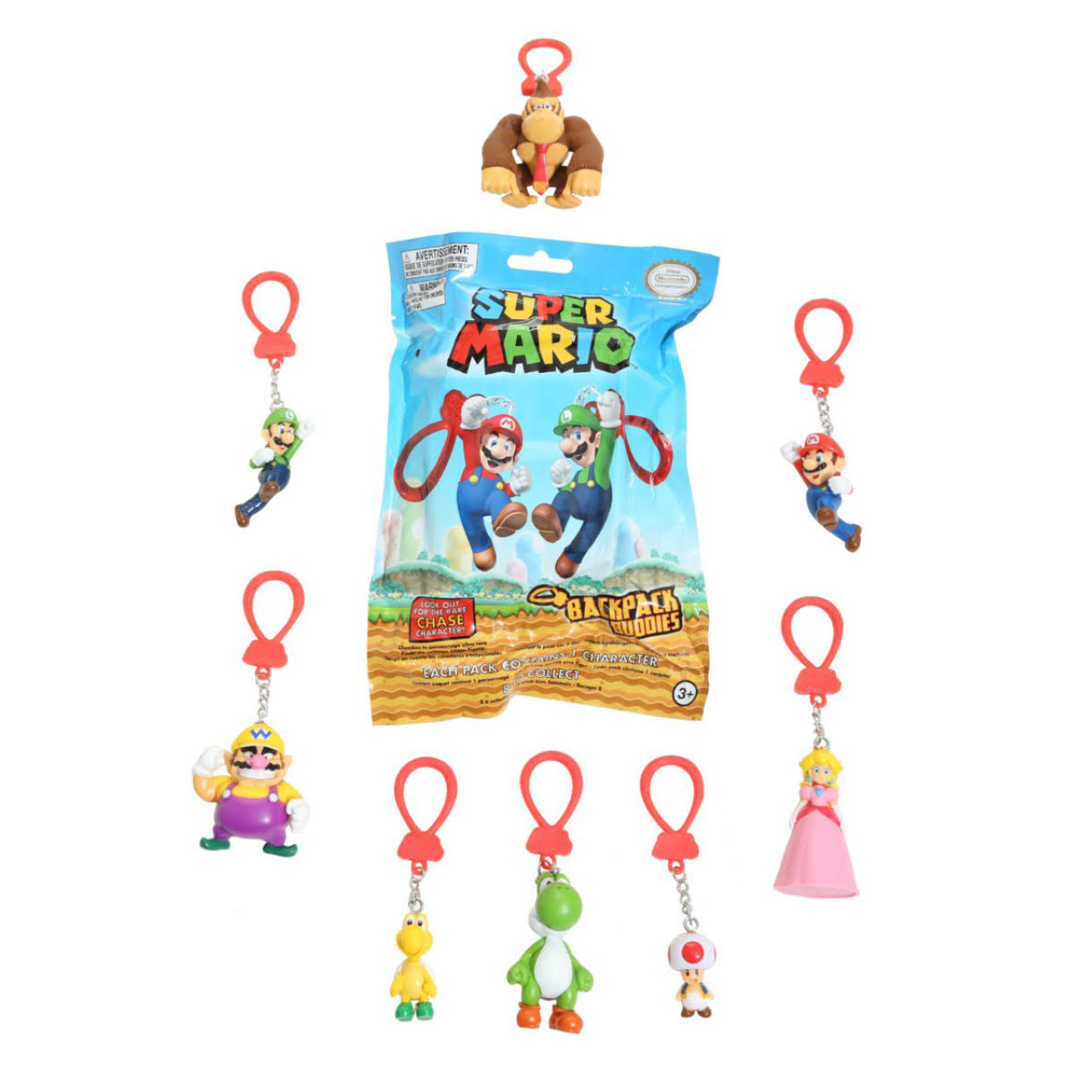 UCC DISTRIBUTING INC. Impulse Buying Super Mario Bros. Figure with Clip, Assortment, 1 Count 5056577700152