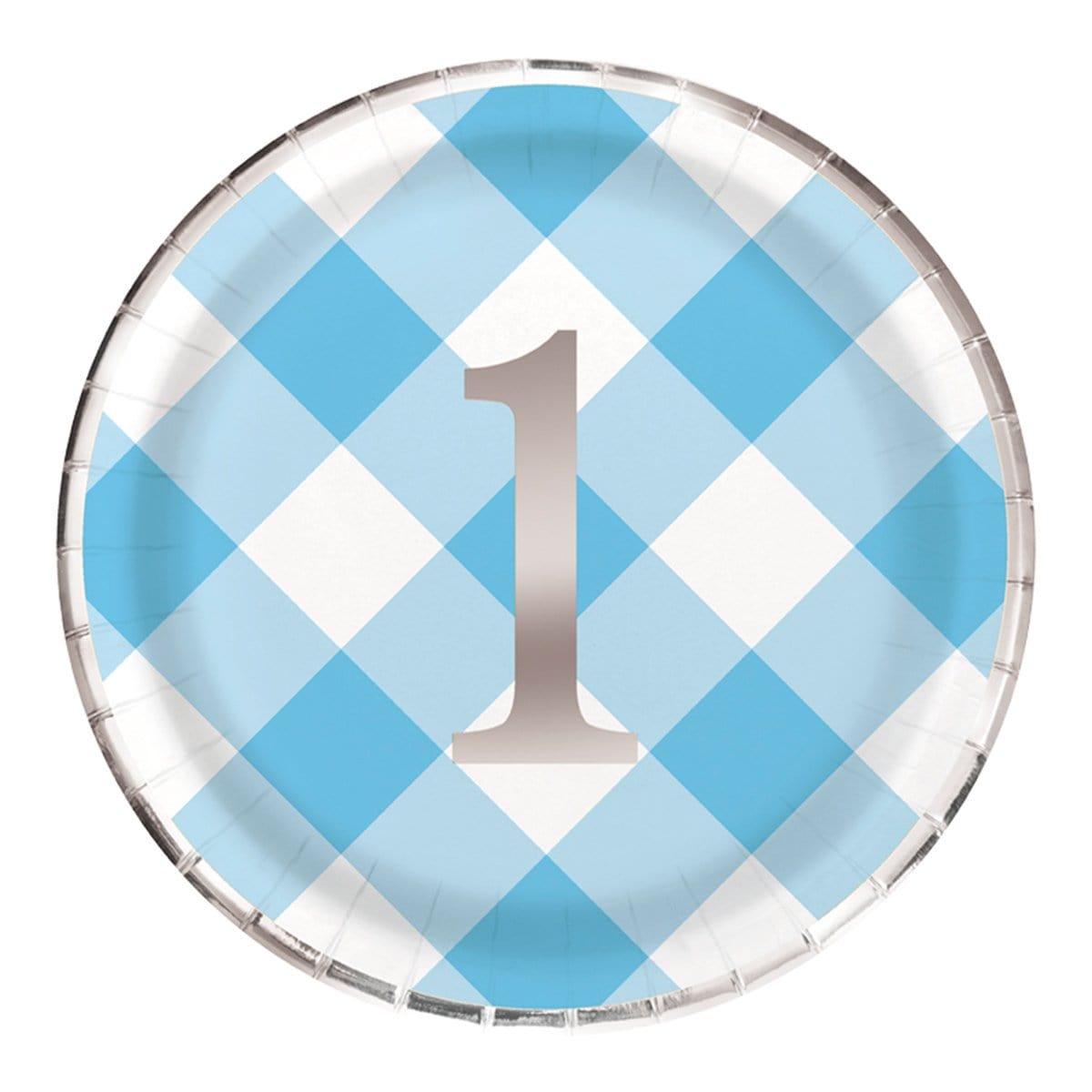 Blue Gingham Paper Plates 9 Inches Party Expert