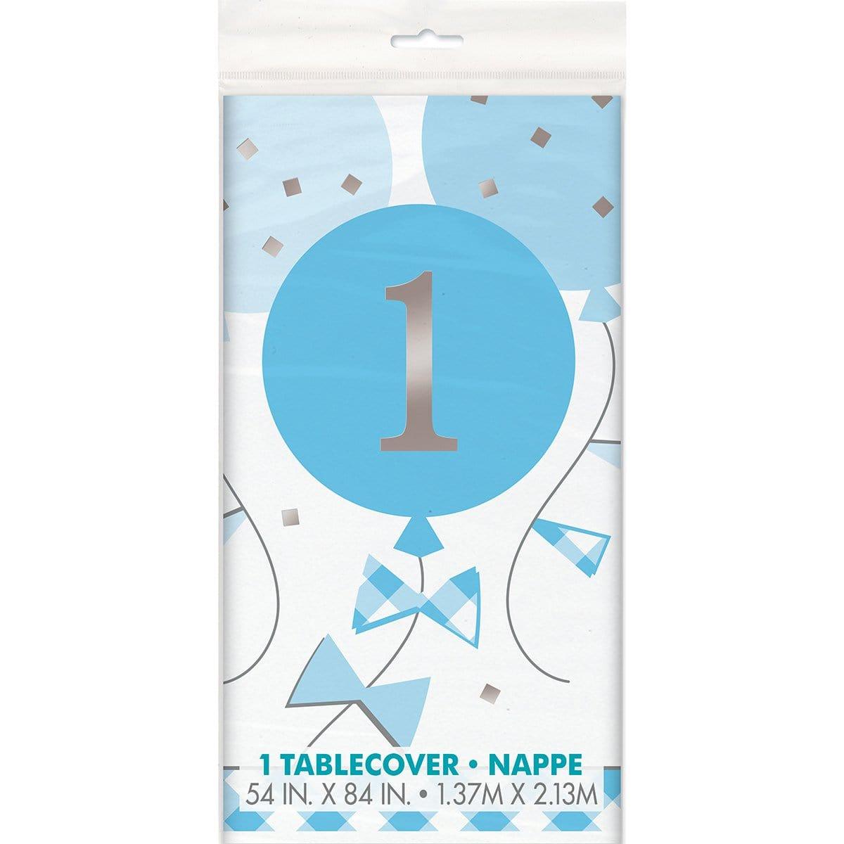 Buy 1st Birthday Blue Gingham Tablecover sold at Party Expert