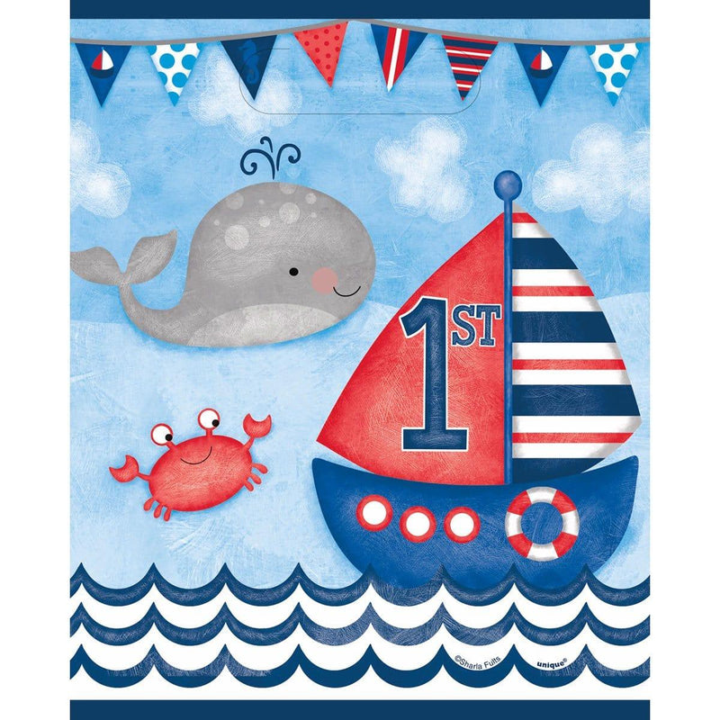 Buy 1st Birthday Nautical 1st Birthday - Loot Bags 8/pkg sold at Party Expert
