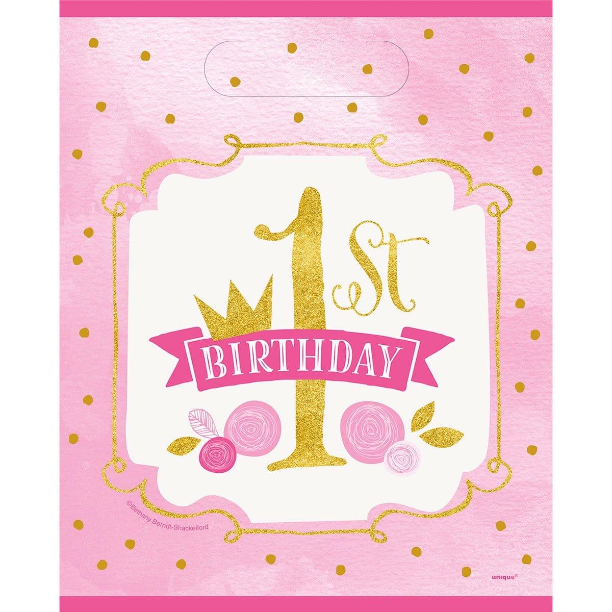 Buy 1st Birthday Pink/gold 1st Birthday - Loot Bags 8/pkg sold at Party Expert