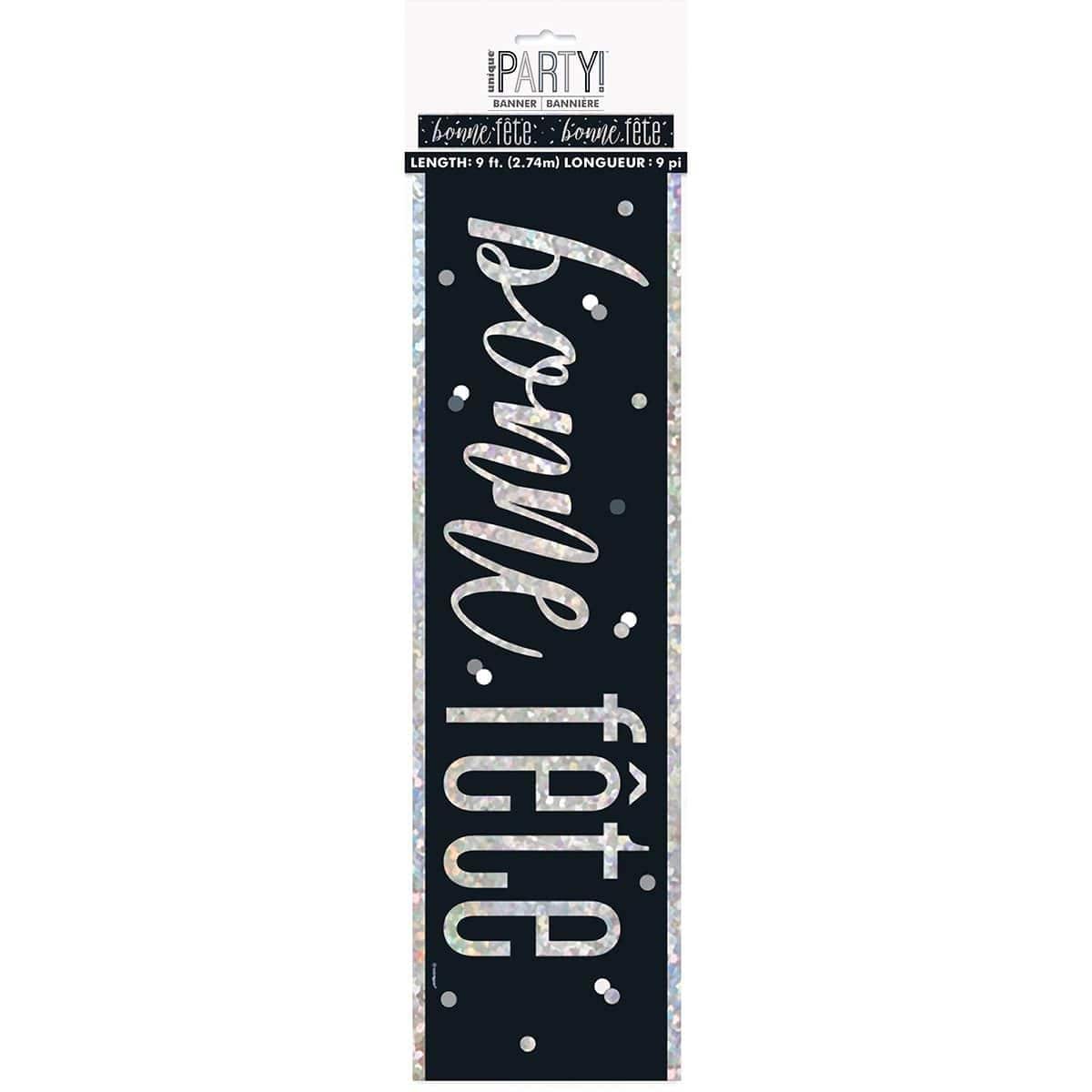 Buy Age Specific Birthday Bonne Fête Black/Silver - Foil Banner sold at Party Expert
