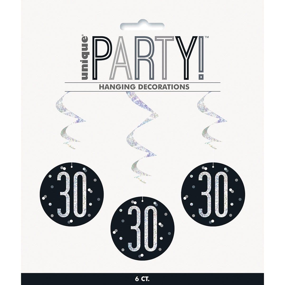 Buy Age Specific Birthday Bonne Fête Black/Silver - Swirls 6/pkg - 30 sold at Party Expert