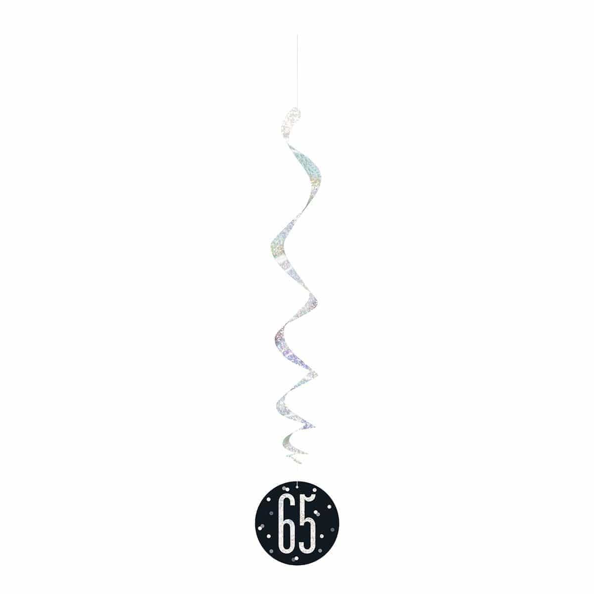 Buy Age Specific Birthday Bonne Fête Black/Silver - Swirls 6/pkg - 65 sold at Party Expert