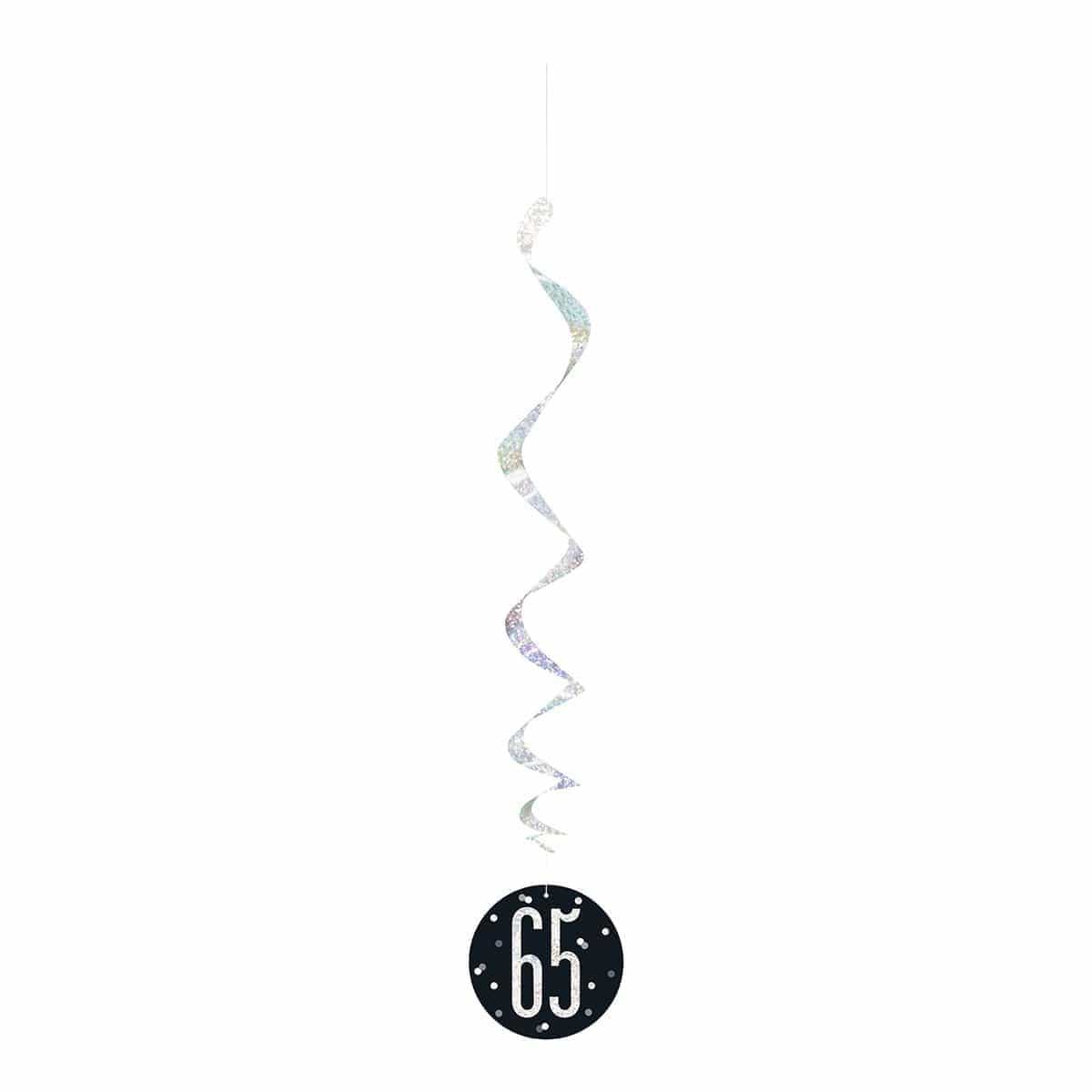 Buy Age Specific Birthday Bonne Fête Black/Silver - Swirls 6/pkg - 65 sold at Party Expert