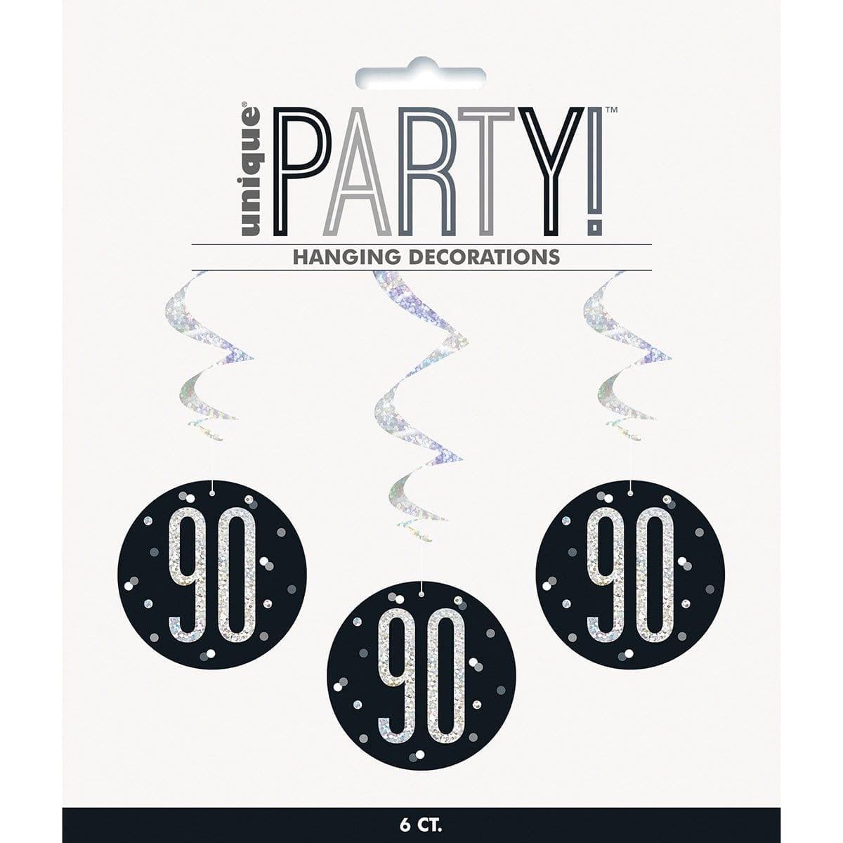 Buy Age Specific Birthday Bonne Fête Black/Silver - Swirls 6/pkg - 90 sold at Party Expert
