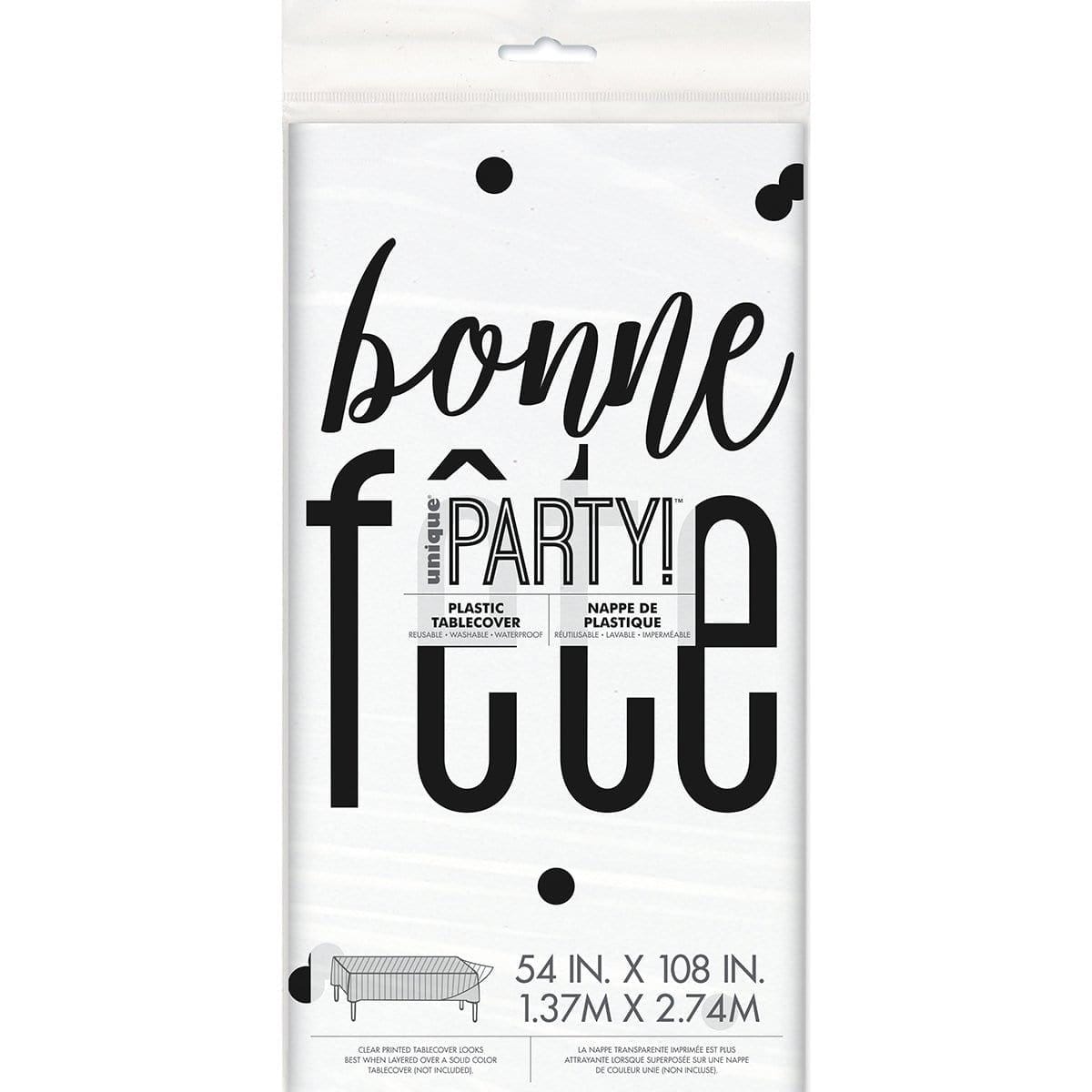 Buy Age Specific Birthday Bonne Fête Black/Silver - Tablecover sold at Party Expert