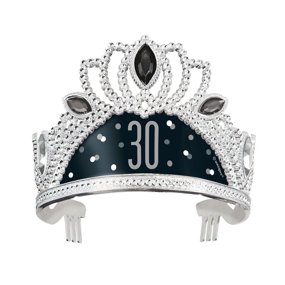 Buy Age Specific Birthday Bonne Fête Black/Silver - Tiara - 30 sold at Party Expert