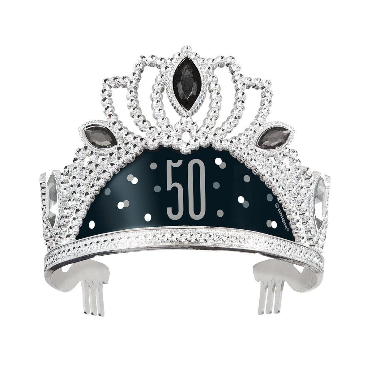 Buy Age Specific Birthday Bonne Fête Black/Silver - Tiara - 50 sold at Party Expert