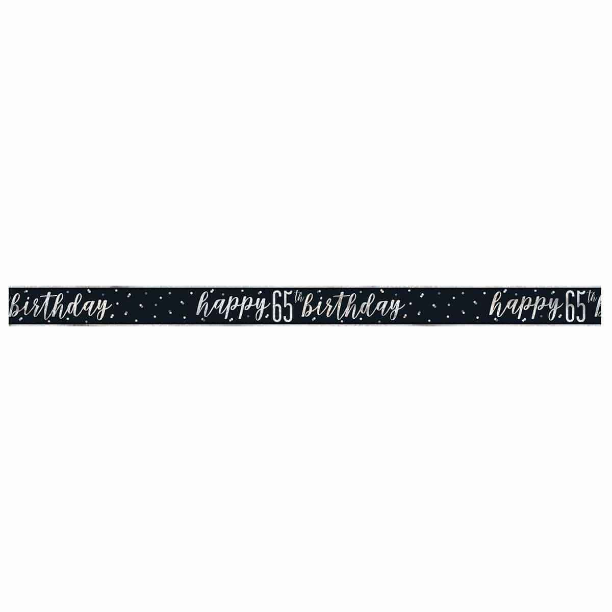 Buy Age Specific Birthday Happy Birthday Black/Silver - Foil Banner - 65th sold at Party Expert