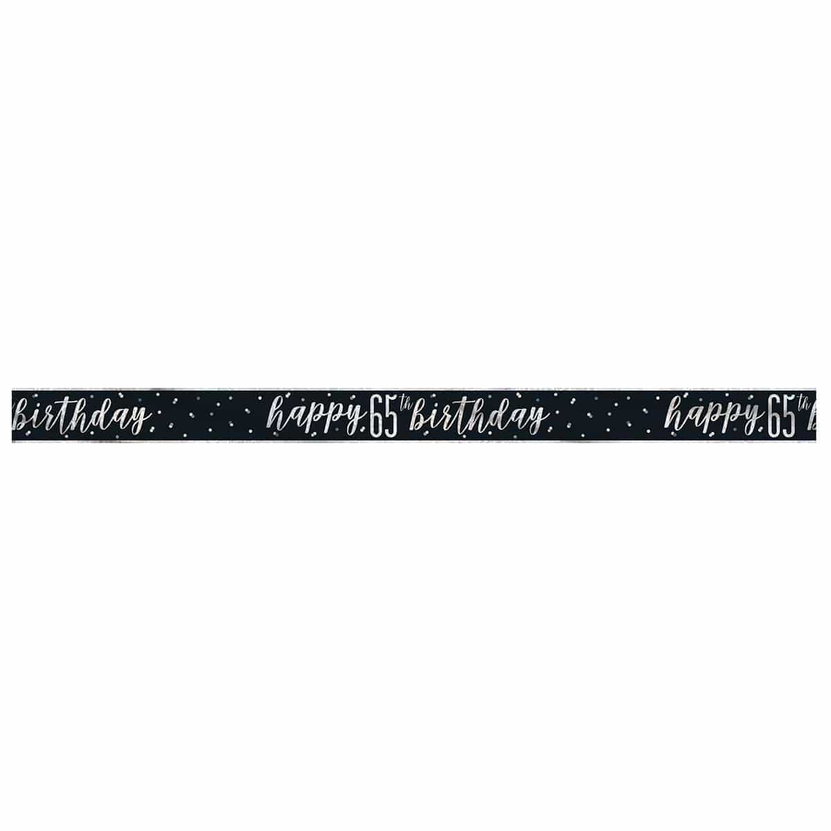 Buy Age Specific Birthday Happy Birthday Black/Silver - Foil Banner - 65th sold at Party Expert