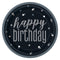 Buy Age Specific Birthday Happy Birthday Black/Silver - Plates 9 In. 8/pkg sold at Party Expert