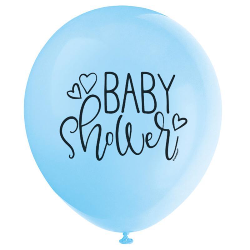 Buy Baby Shower Blue baby shower latex balloons 12 inches, 8 per package sold at Party Expert