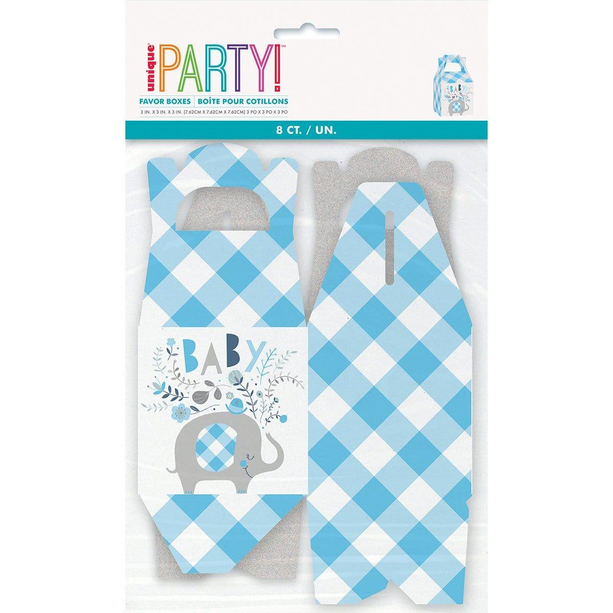 Buy Baby Shower Blue Floral Elephant Favor Boxes, 8 Count sold at Party Expert