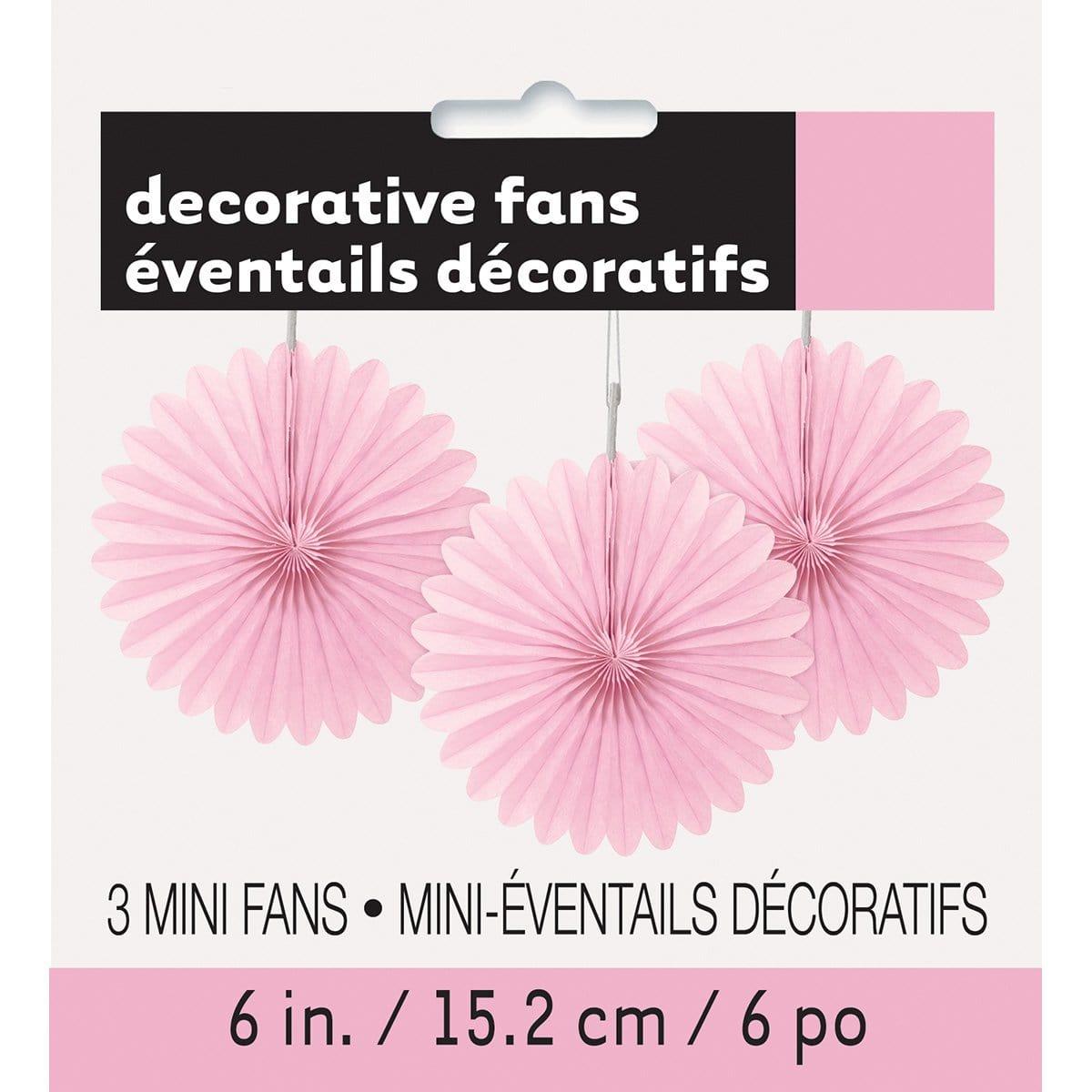 Buy Baby Shower Light pink mini paper fans, 3 per package sold at Party Expert