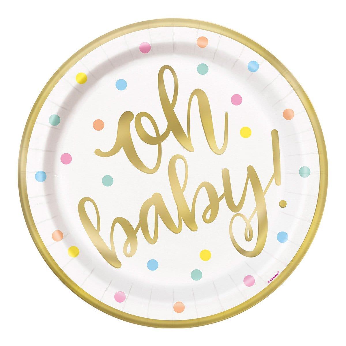 Buy Baby Shower Oh Baby paper plates 9 inches, 8 per package sold at Party Expert