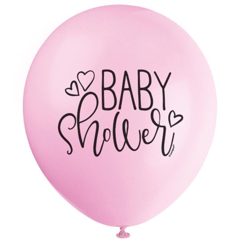 Buy Baby Shower Pink baby shower latex balloons 12 inches, 8 per package sold at Party Expert